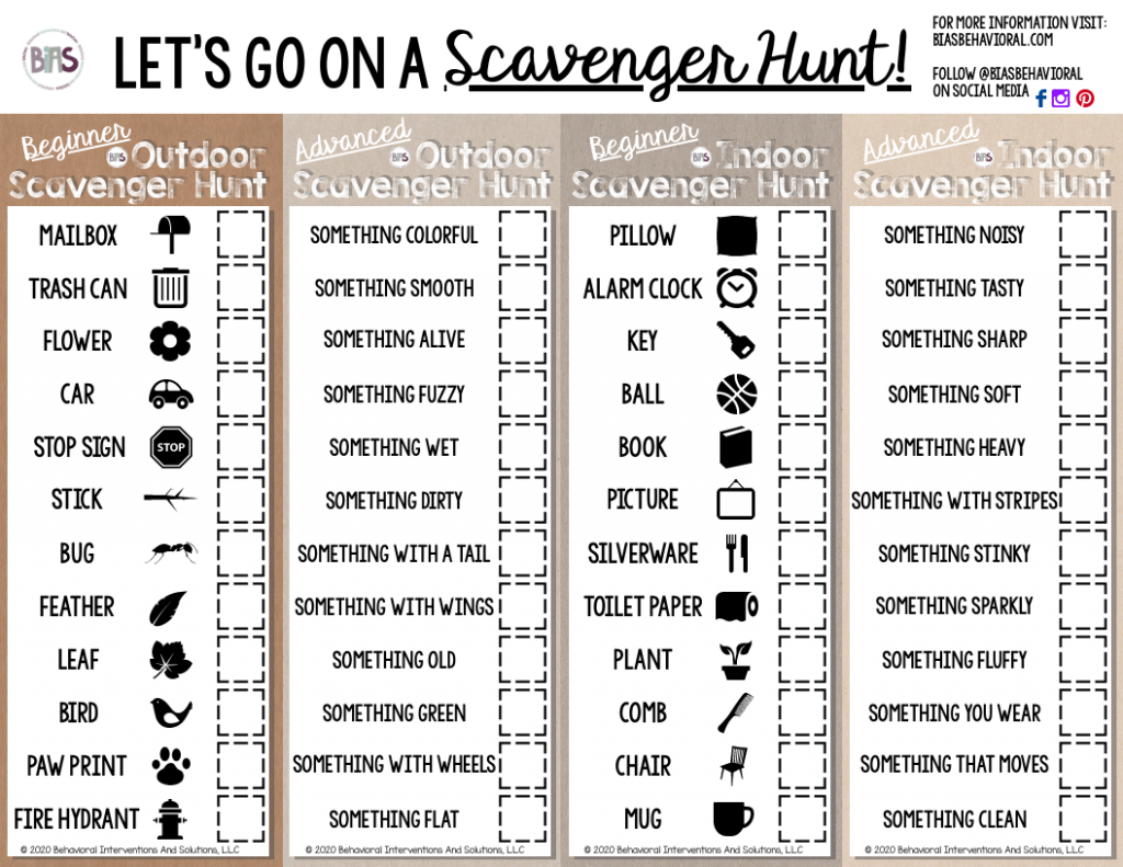 Indoor/Out of doors Scavenger Hunt – BIAS Behavioral